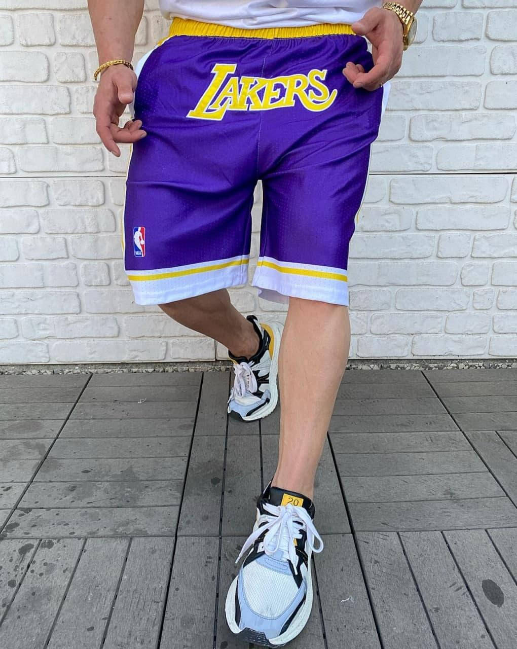 

Мужские стильные спортивные шорты ( фиолетовые ) LAKERS M, Фиолетовый