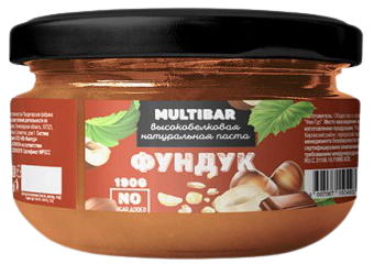 

Высокобелковая натуральная паста MULTIBAR Фундук (190 грамм)