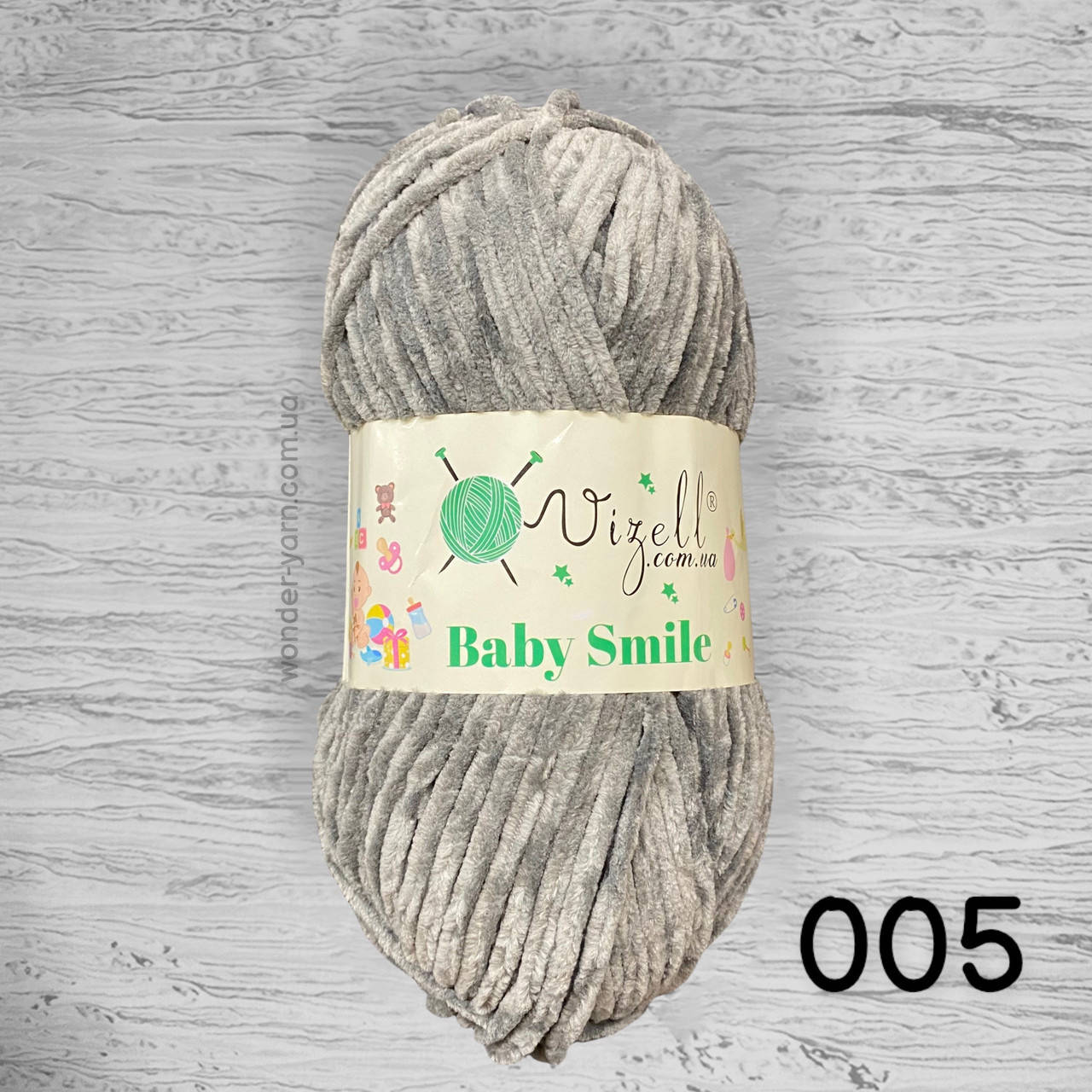 

Плюшевая пряжа Vizell Baby Smile / Визель Беби Смайл 005 темно-серый