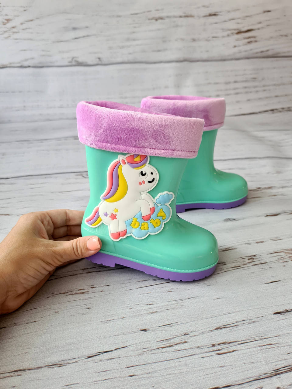 

Детские резиновые сапоги Bbt 25р, 15см, Бирюзовый