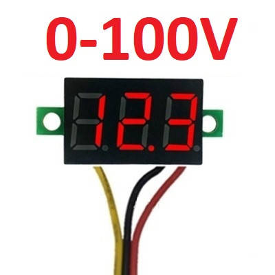 

Вольтметр мини 0-100V три провода красный 24х10мм