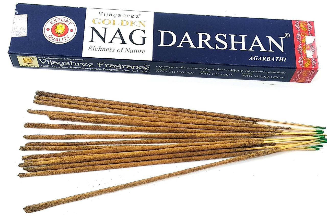 

Golden Nag Darshan (Золотой Даршан)(Vijashree)(15 gm) (12 шт/уп) пыльцовое благовоние