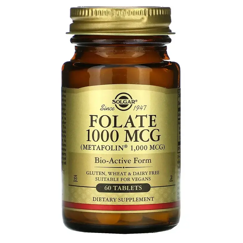 

Фолиевая кислота, (Folate), Solgar, 1000 мкг, 60 таблеток (SOL-53595)