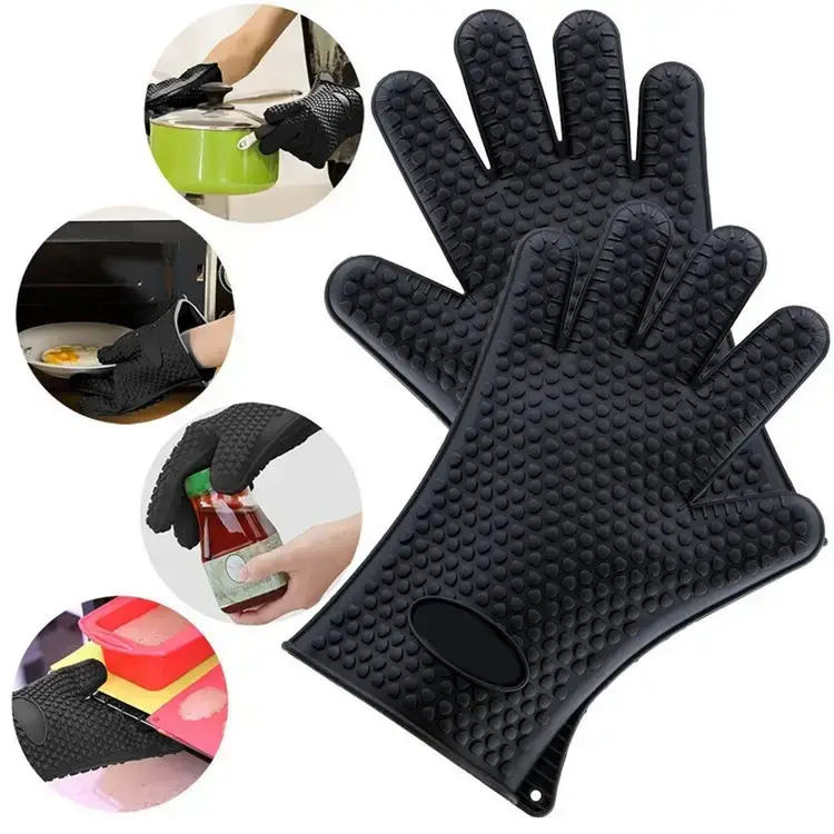 

Жаропрочные силиконовые кухонные рукавицы перчатки antiscald gloves 2 шт, Красный