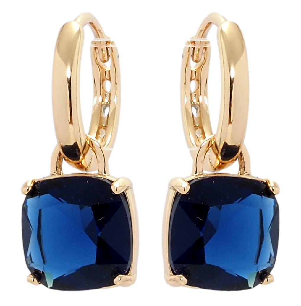 

Серьги Xuping Позолота 18K подвески на колечках "Синие фианиты" 9х9мм