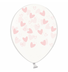 

Латексный шарик BELBAL 12"(30 см) Сердечки кривульки зефирки на прозрачном, Персиковый
