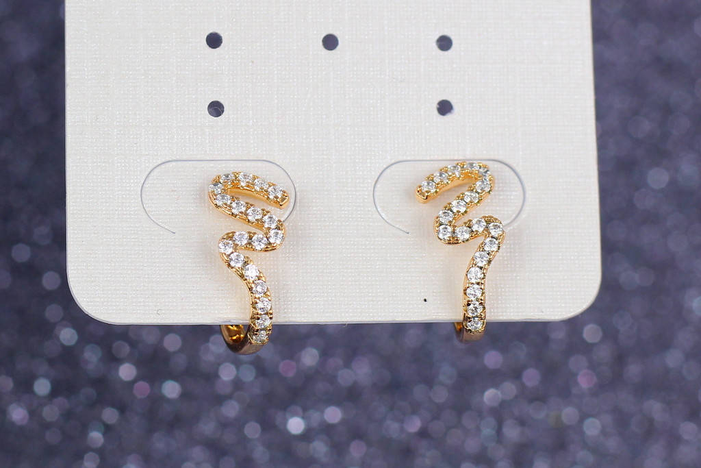 

Серьги клипсы Xuping Jewelry волнистая дорожка 1,5 см золотистые