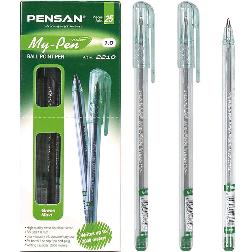 

РУЧКА МАСЛЯНАЯ PENSAN MY-PEN ЗЕЛЕНАЯ / шариковая от глобал