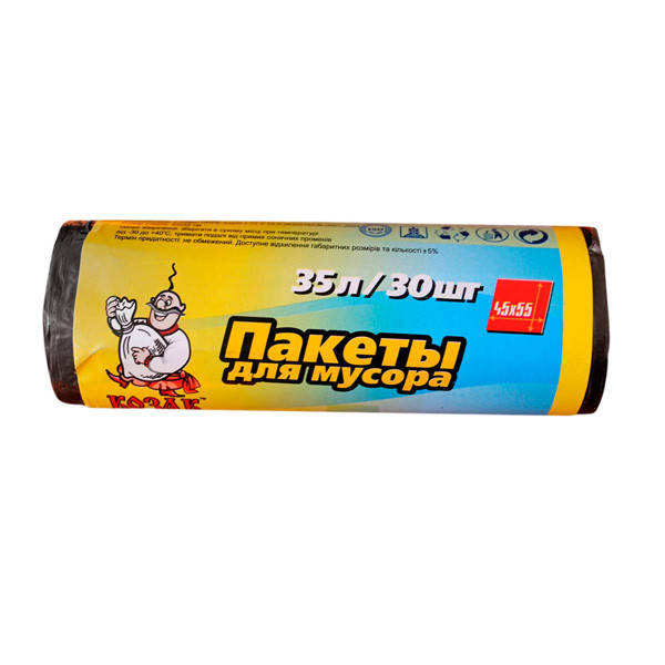 

Пакет п/э для мусора 35л(30шт)7мкм черные Козак