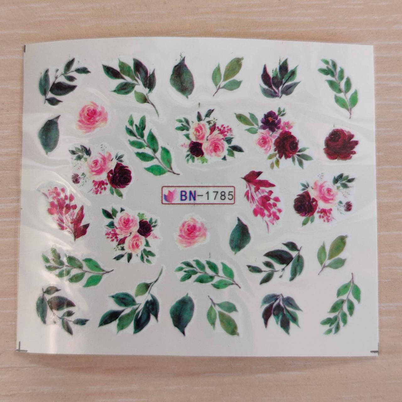 

Водные наклейки слайдеры Цветы серии BN 1785, Разные цвета