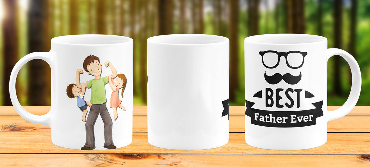 

Кружка Best father ever подарок папе, Белый