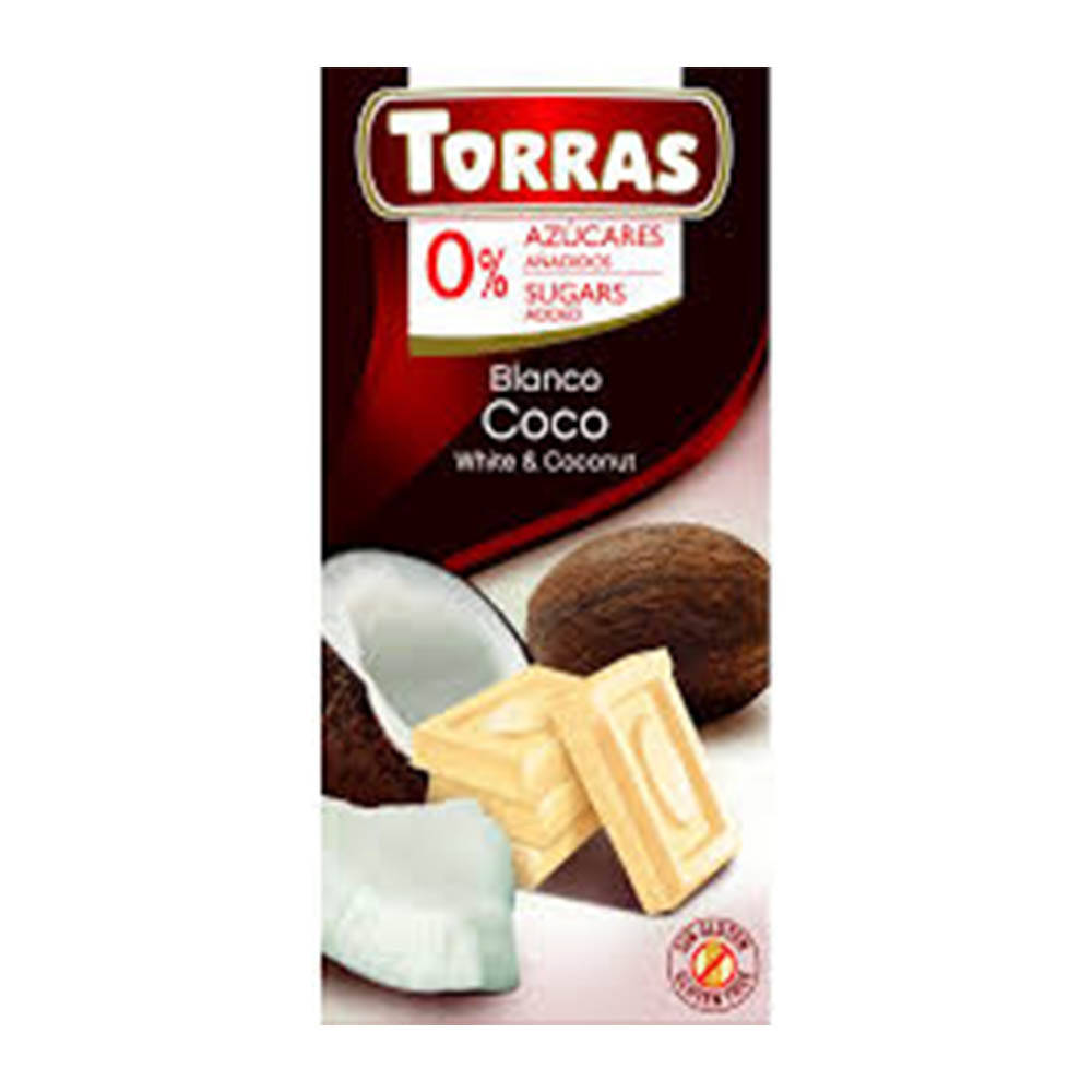 

Шоколад белый TORRAS с кокосом (БЕЗ САХАРА, БЕЗ ГЛЮТЕНА) 75 г