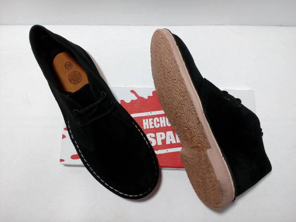 

Испанские черные замшевые ботинки на шнуровке, Черный