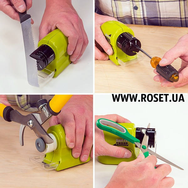 

Беспроводная точилка для ножей и ножниц ― Swifty Sharp Motorized Knife Sharpener