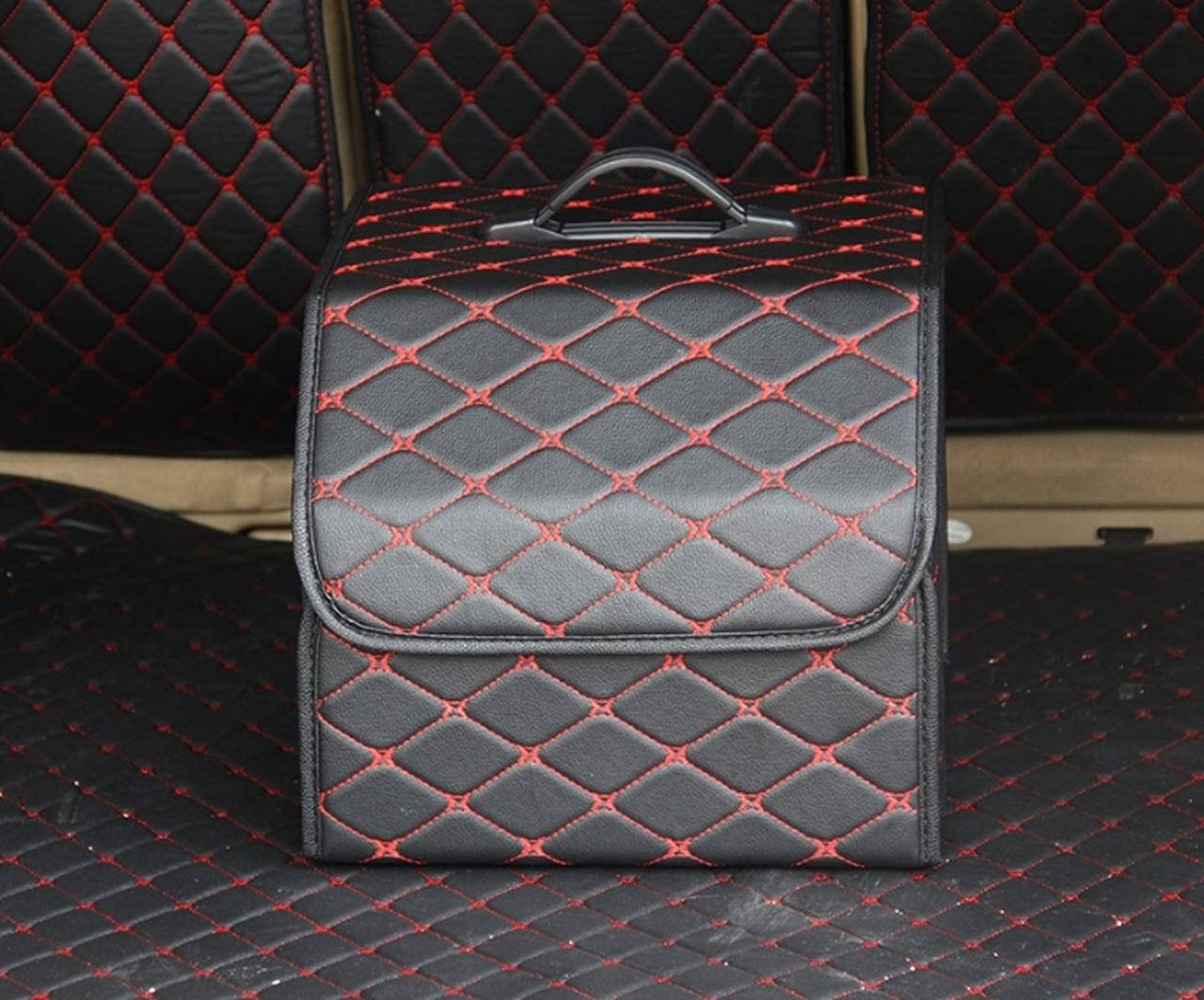 

Органайзер складной для багажника авто 31*30*29 см, Черный с красным