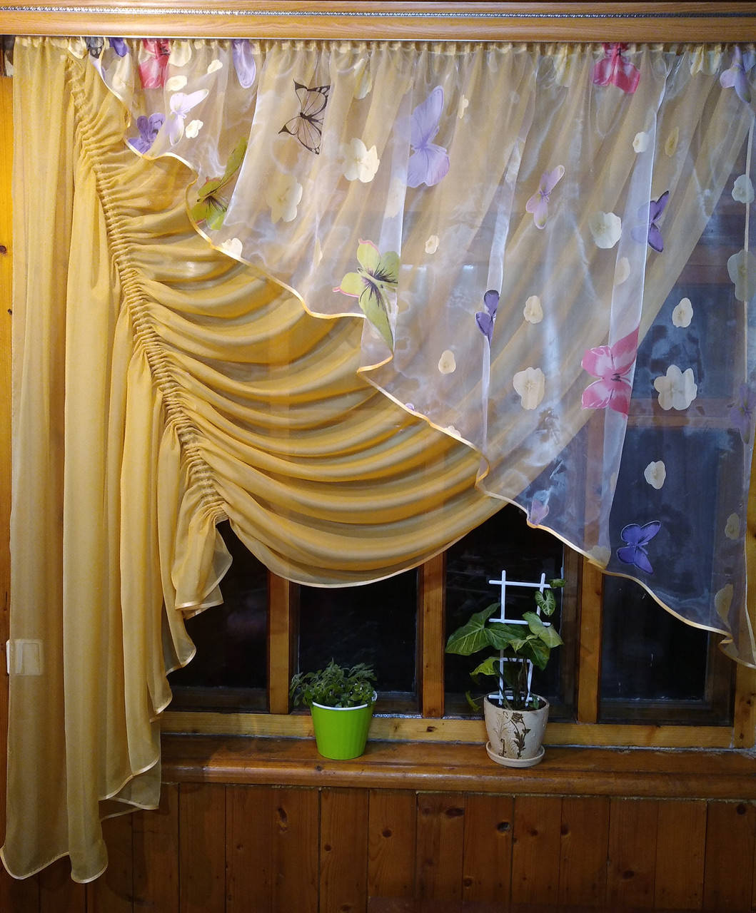 

Занавеска кухонная Камелия песочный левая, Желтый