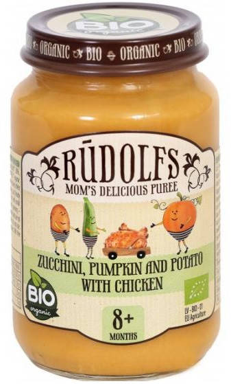 

Rudolfs Органическое Пюре мясо-овощное Овощи с курицей 8м+ (190г)