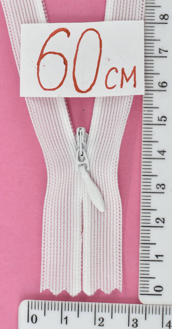 

Молния спираль №3 потайная нейлон 60см белая уп=10шт, Белый