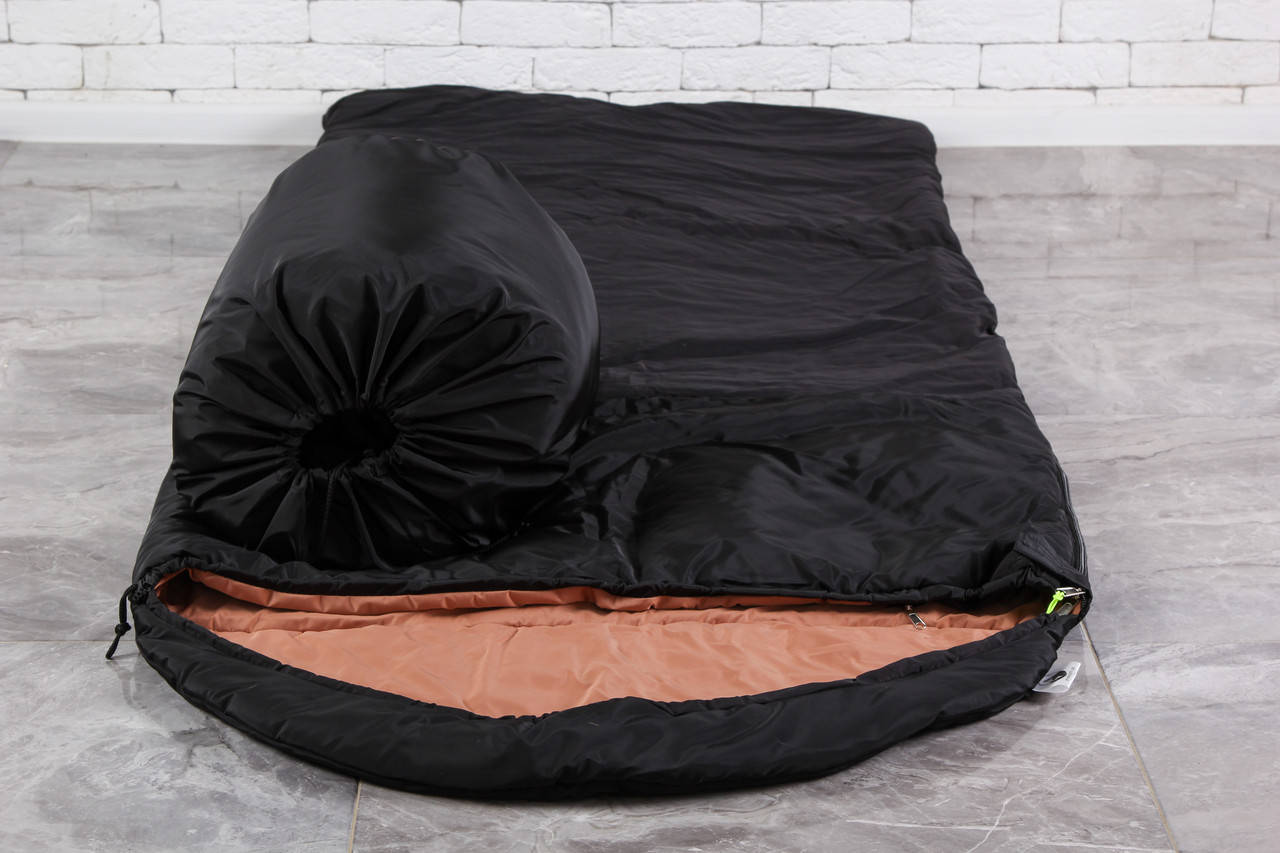 

Широкий Армейский спальный мешок черный (до -7) спальник туристический для похода и рыбалки