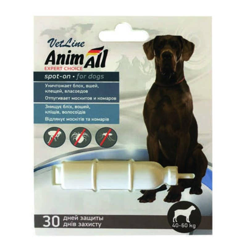 

AnimAll VetLine Spot-On 40-60 кг - Противопаразитарные капли на холку от блох и клещей для собак