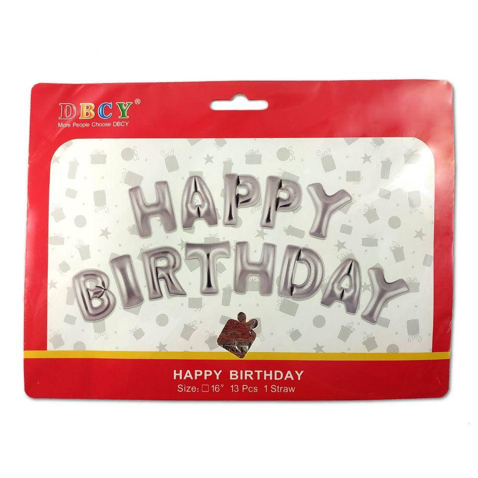 

Фольгированные буквы DBCY Happy Birthday серебро 40 см