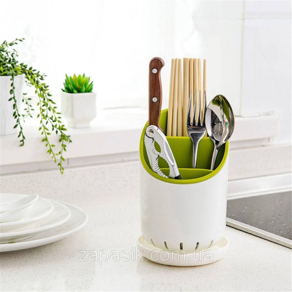 

Универсальная подставка для кухонных приборов Cutlery Drainer and Organizer 4 отделения, со сливом воды