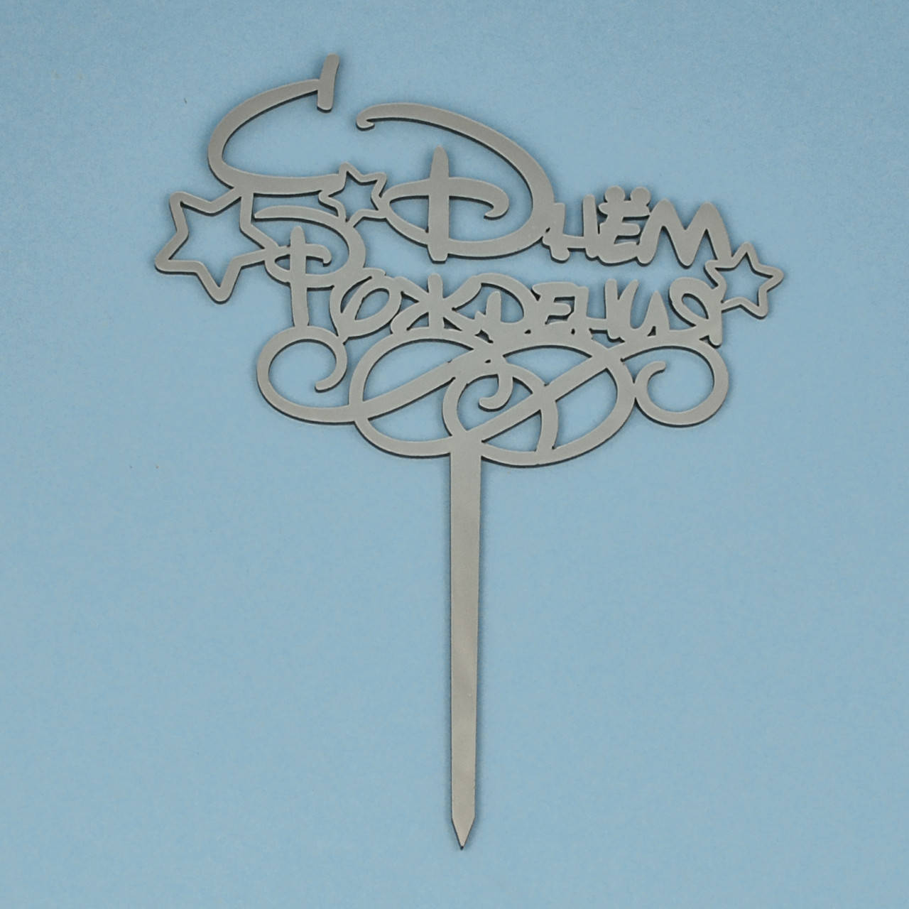 

Пластиковый топпер С Днем рождения звездочки - серебро