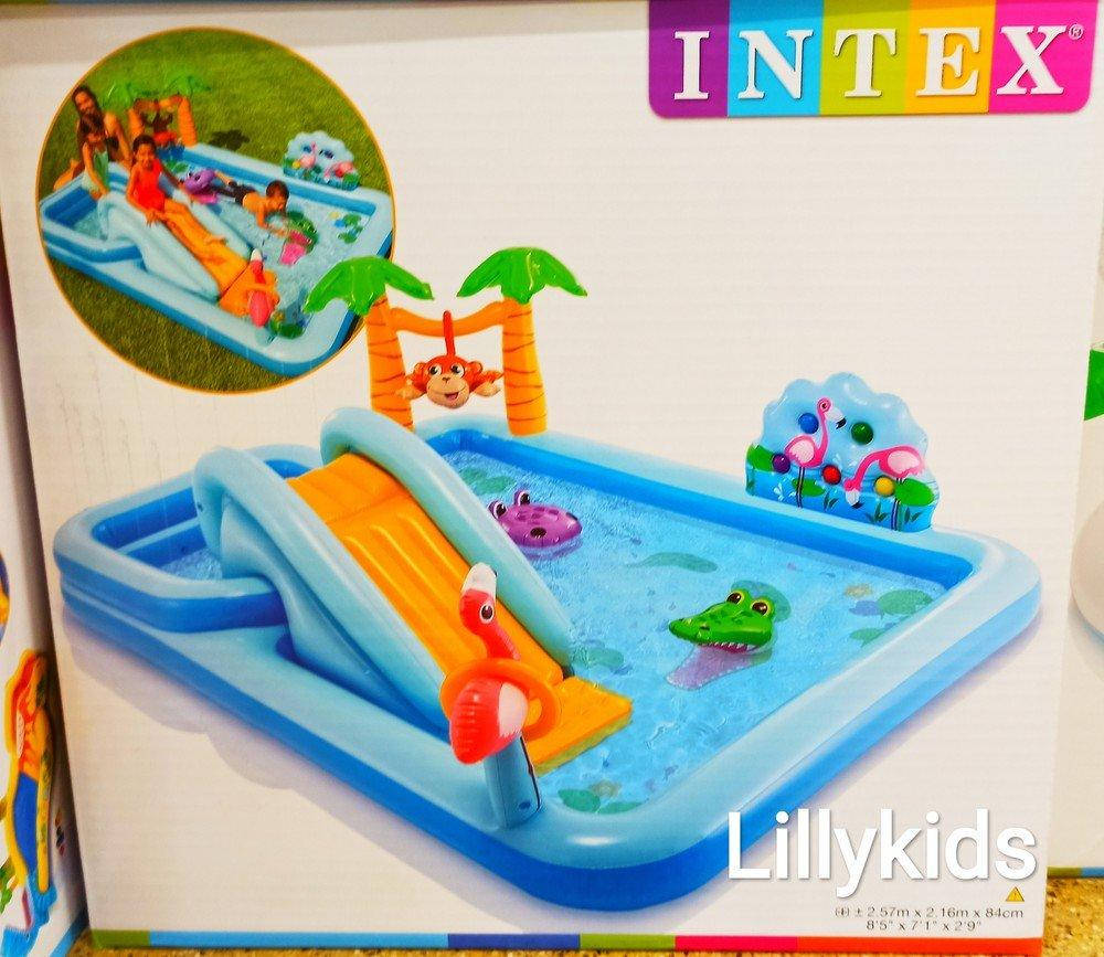 

Надувной игровой центр Intex 57161 «Приключения джунглей»с горкой, пальмами, 257 x 216 x 84 см