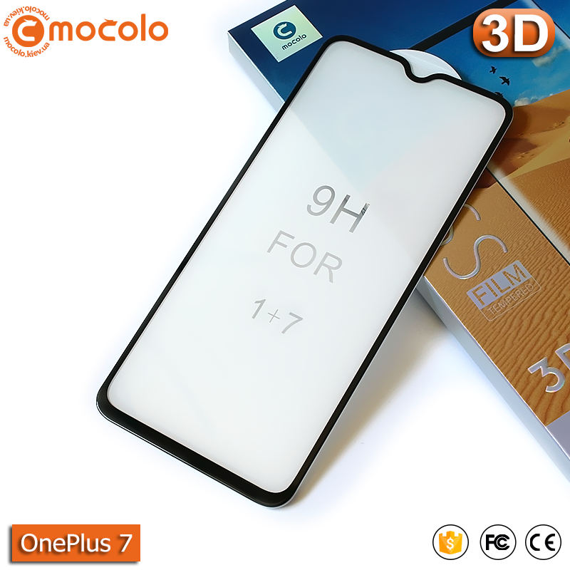 

Защитное Full Glue стекло Mocolo OnePlus 7 (Black) - 5D Полная поклейка, Черный