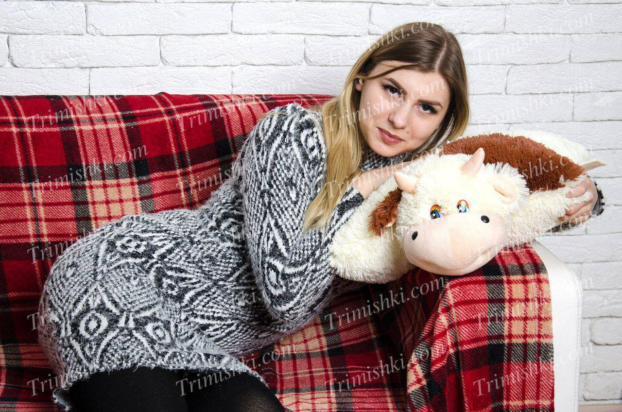 

Игрушка подушка трансформер Корова квадрат 43 см, Бежевый