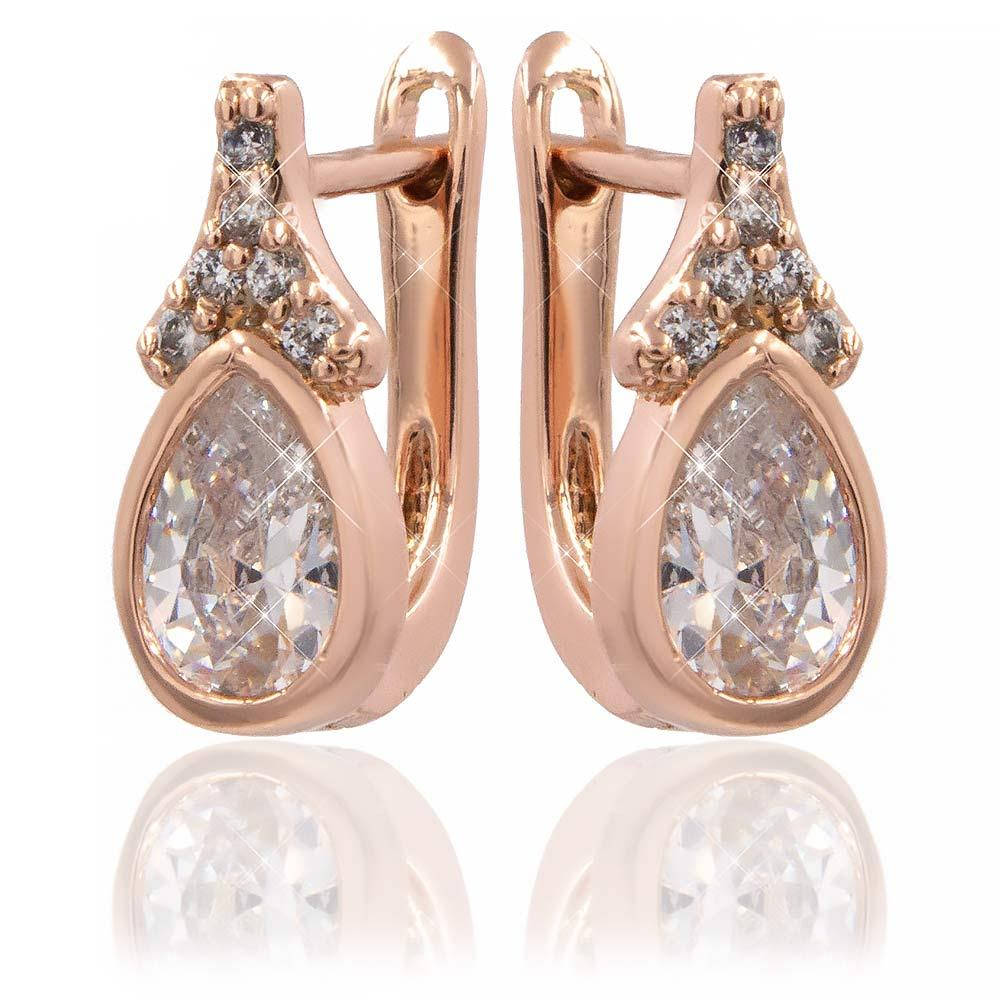 

Серьги классические — позолота, капля камень