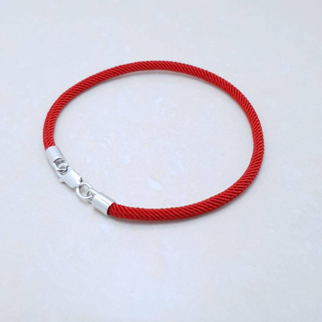 

Браслет-оберег "Красная нить",серебро 925, белый родий, натуральный шелковый плетеный шнур - качество ТОП!!!