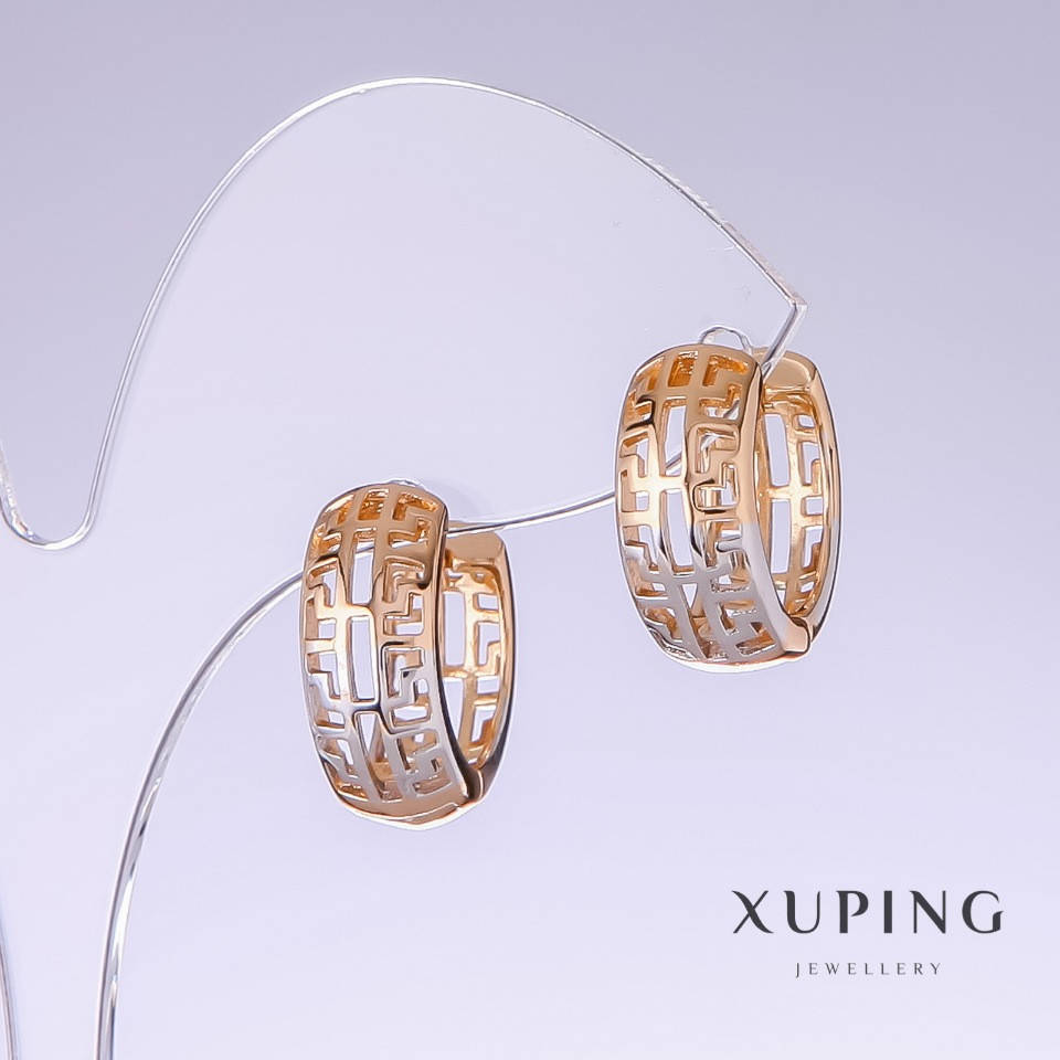 

Серьги Xuping L-17мм s-7мм родий, позолота 18к