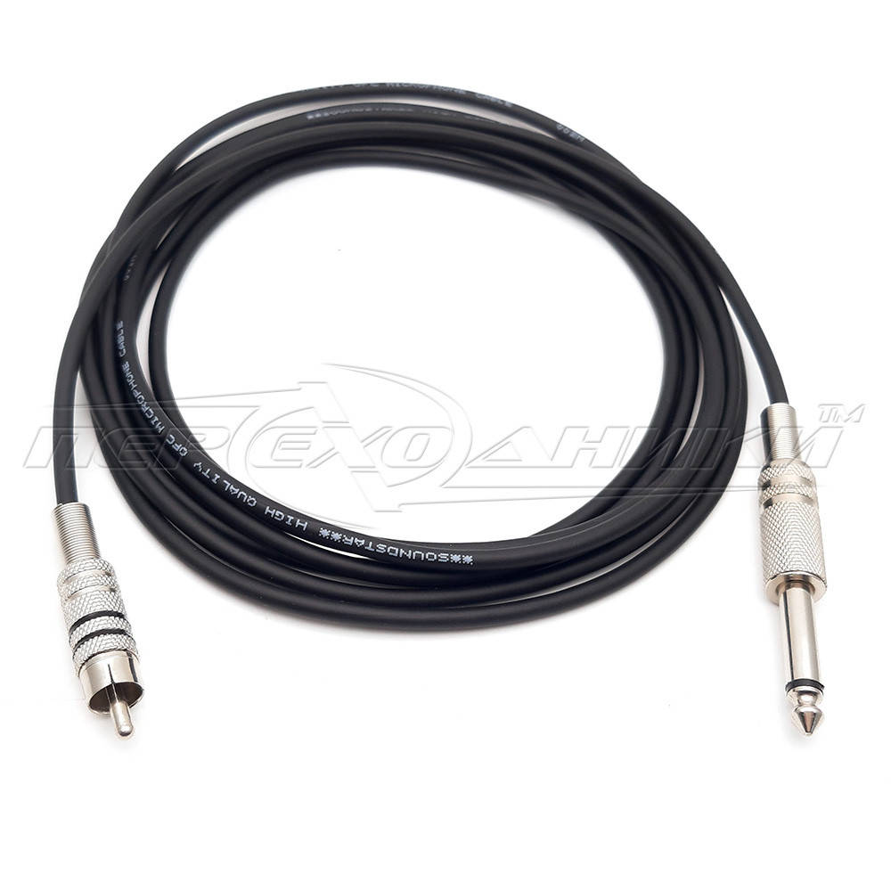 

Кабель jack 6.3 mm to 1RCA металл ( хорошее качество + ), в экране 1.0, Черный