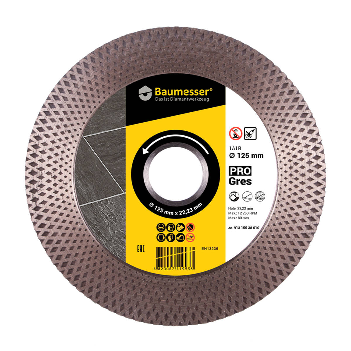 

Диск алмазный отрезной Baumesser 1A1R PRO Gres (125x22.23 мм) (91315538010)