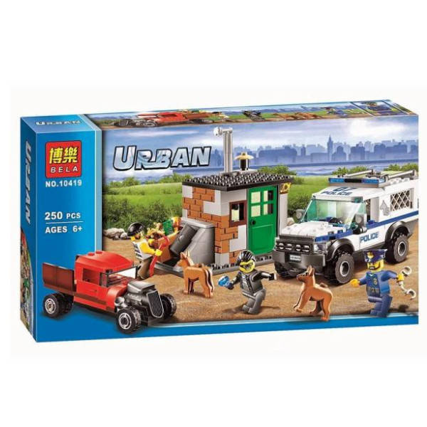

Конструктор Полиция Отряд с собакой (250 дет., полицейский джип, домик, машина, собаки, фигурки) 10419, Разные цвета