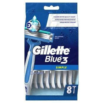 

Одноразовые бритвы GILLETTE BLUE Simple 3 8 шт., Синий