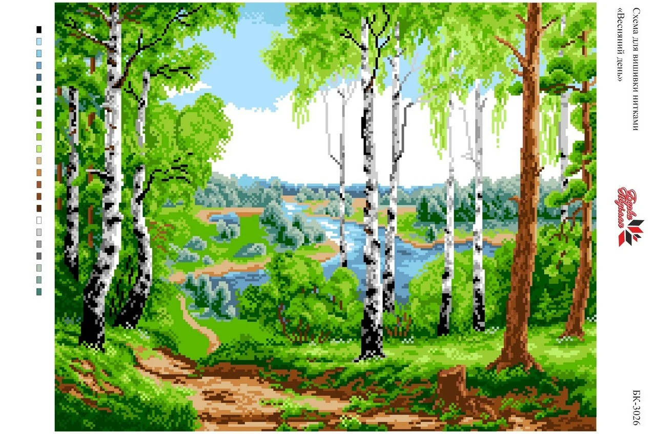 

Схема на канві для вишивки нитками БК-3026 Весняний день