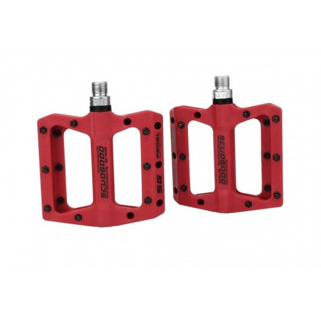 

Педали MTB ScudGood нейлон с металлическими шипами на пром. подшипниках красные