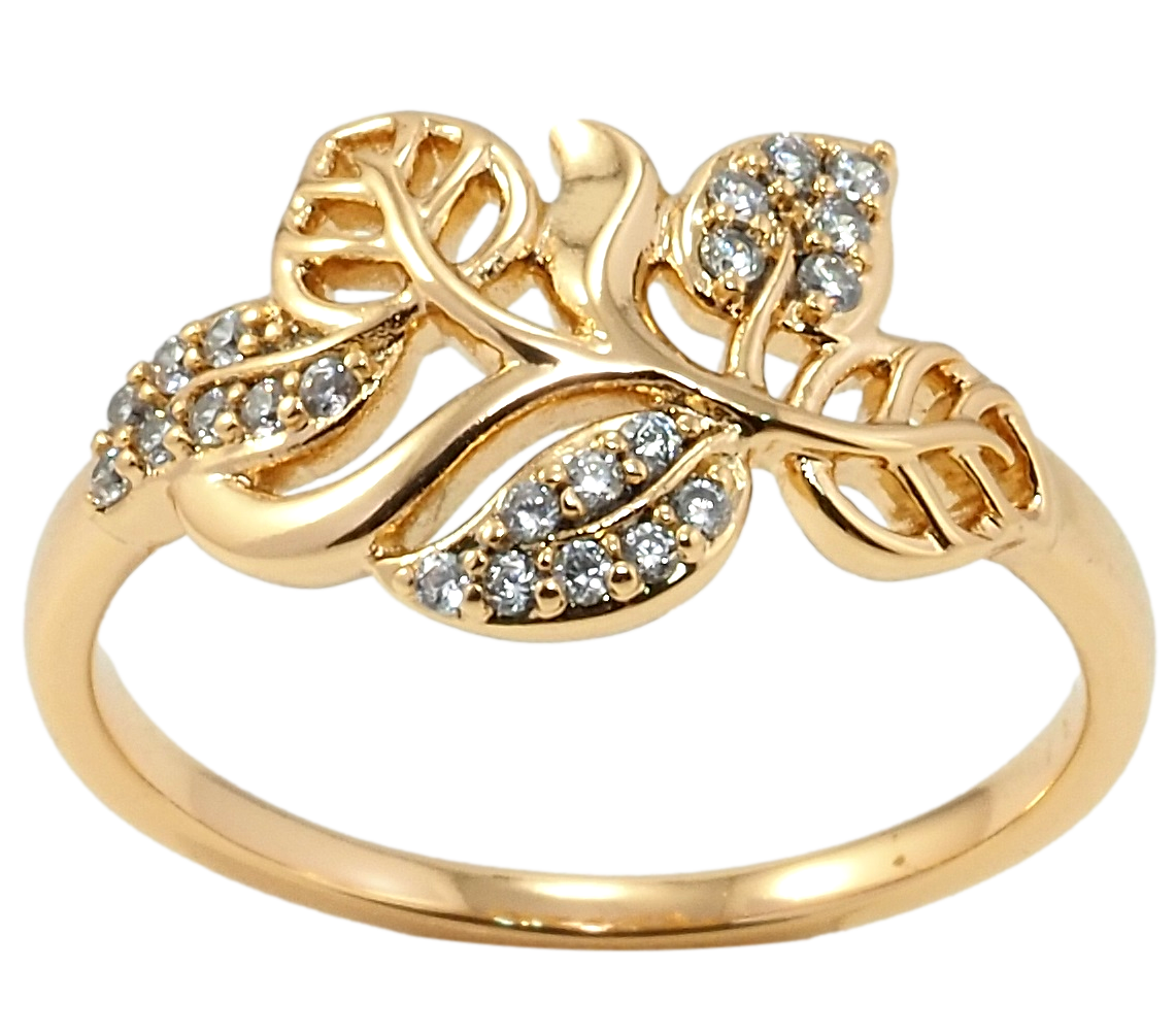 

Кольцо Xuping Позолота 18K "Листики с цирконием" р.16,17