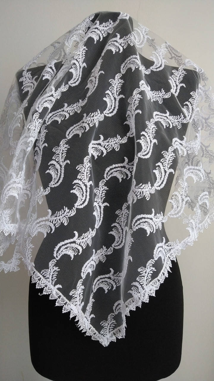 

Платок фатиновый свадебный праздничный белый