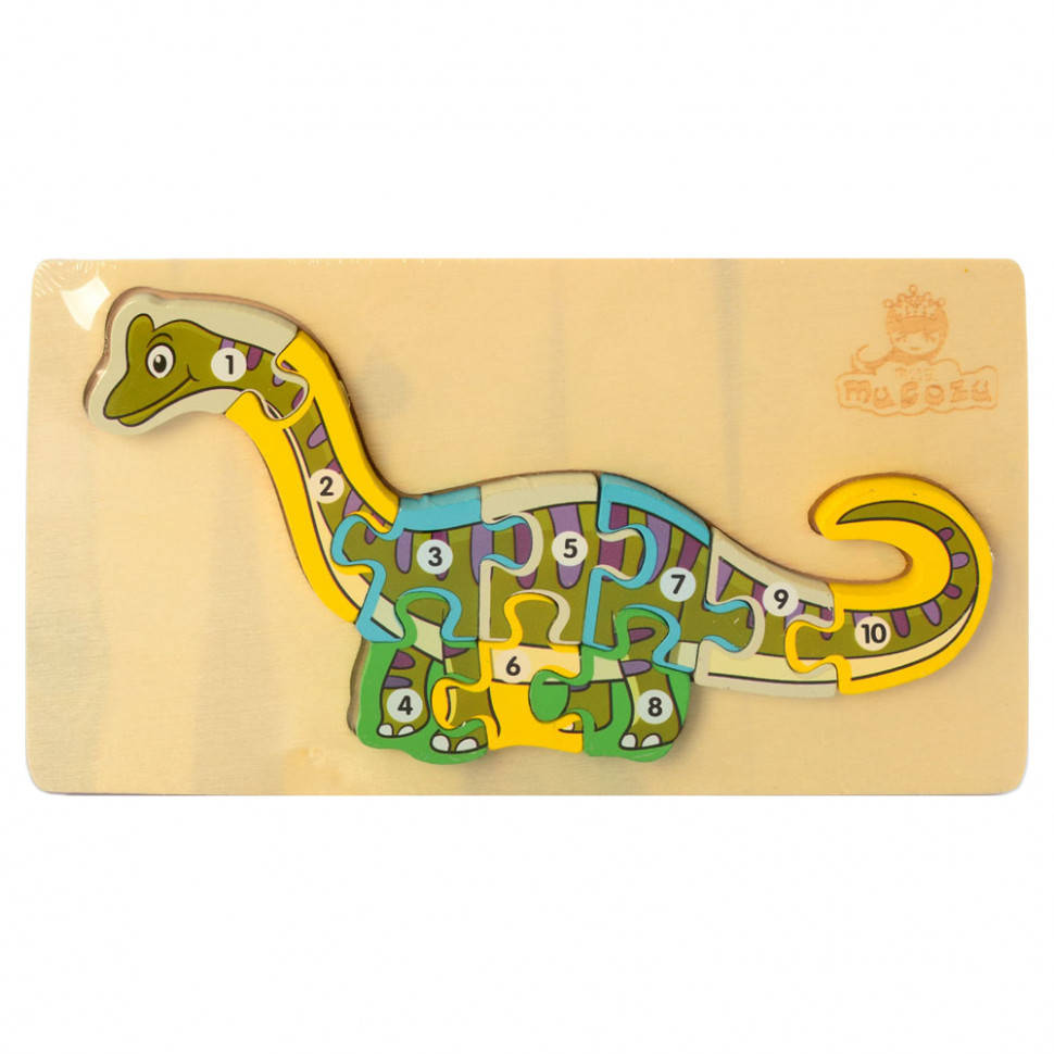 

Детские развивающие пазлы с цифрами. Динозавры MD 2507 деревянные (Диплодок MD 2507-2) от LamaToys