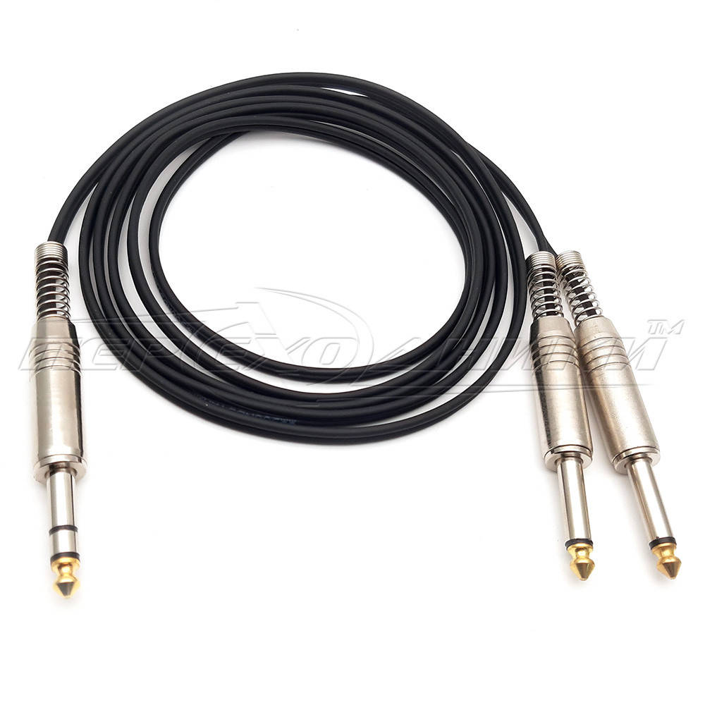 

Аудио кабель 6.3 mm стерео to 2*6.3 mm моно jack в экране(премиум качество), Черный