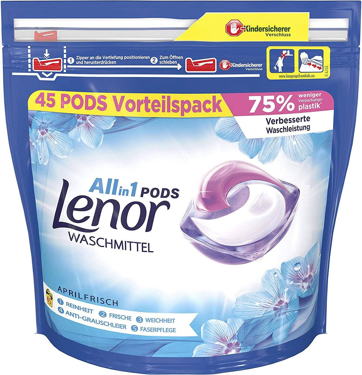 

Капсулы для стирки универсал Lenor Pods 3 в 1 45 капс