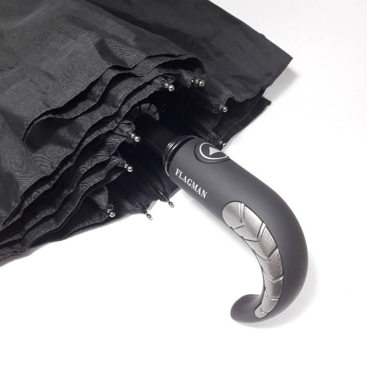 

Зонт FLAGMAN полуавтомат мужской 10 спиц / Парасоля чоловіча чорная