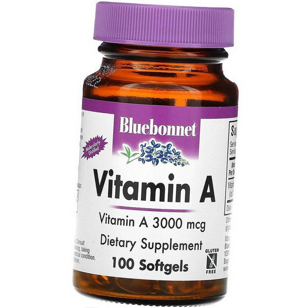 

Витамин А жира рыбьей печени Bluebonnet Nutrition Vitamin A 3000 mcg 100 softgels