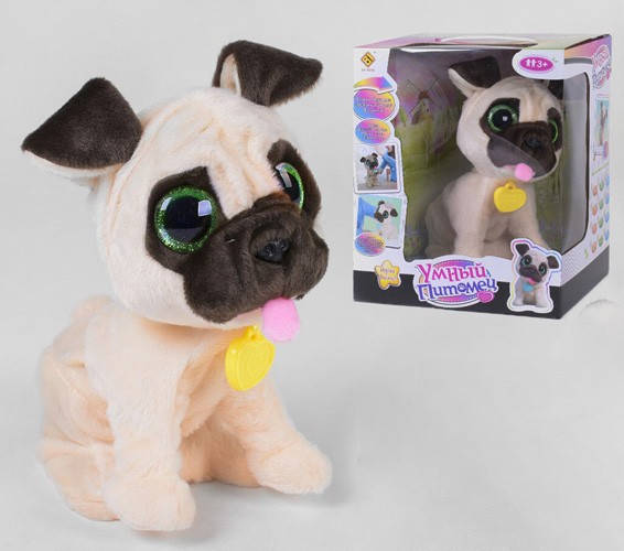 

Игрушка собачка интерактивная Мопс 12 команд поет песню разговаривает CH Toys CH-9903, Бежевый