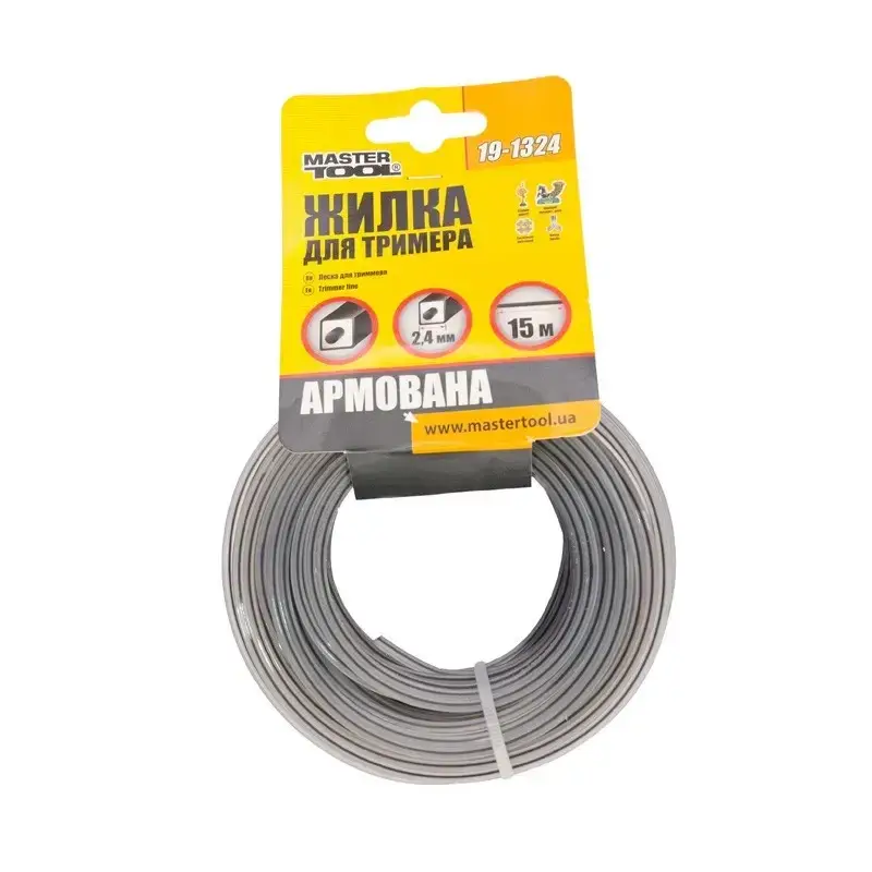 

Леска для триммера армированная MasterTool 19-1324, 2,40 мм* 15 м, "квадрат"