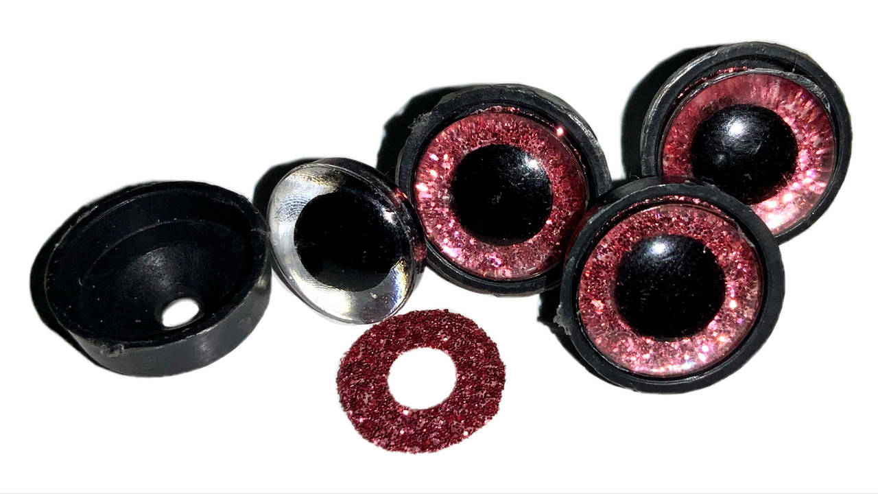 

Глазики для игрушек блестящие с креплением 10шт/9мм:Розовый