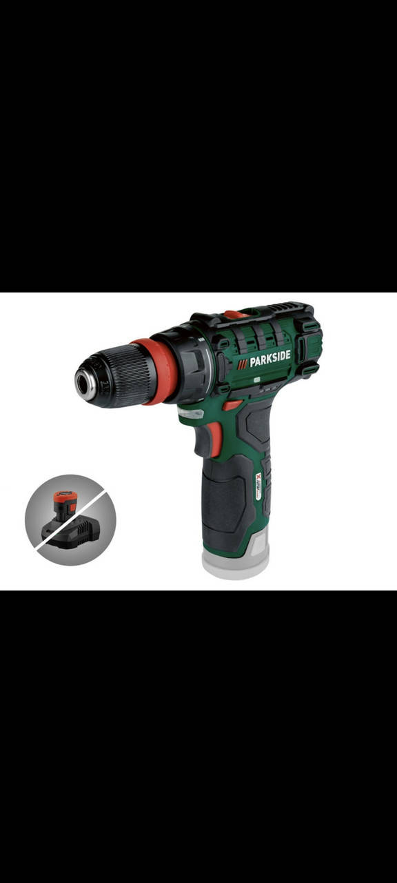 

Акумуляторная дрель шуруповерт Parkside PBSA 12 D 4 с набором сверл и бит без АКБ и ЗУ